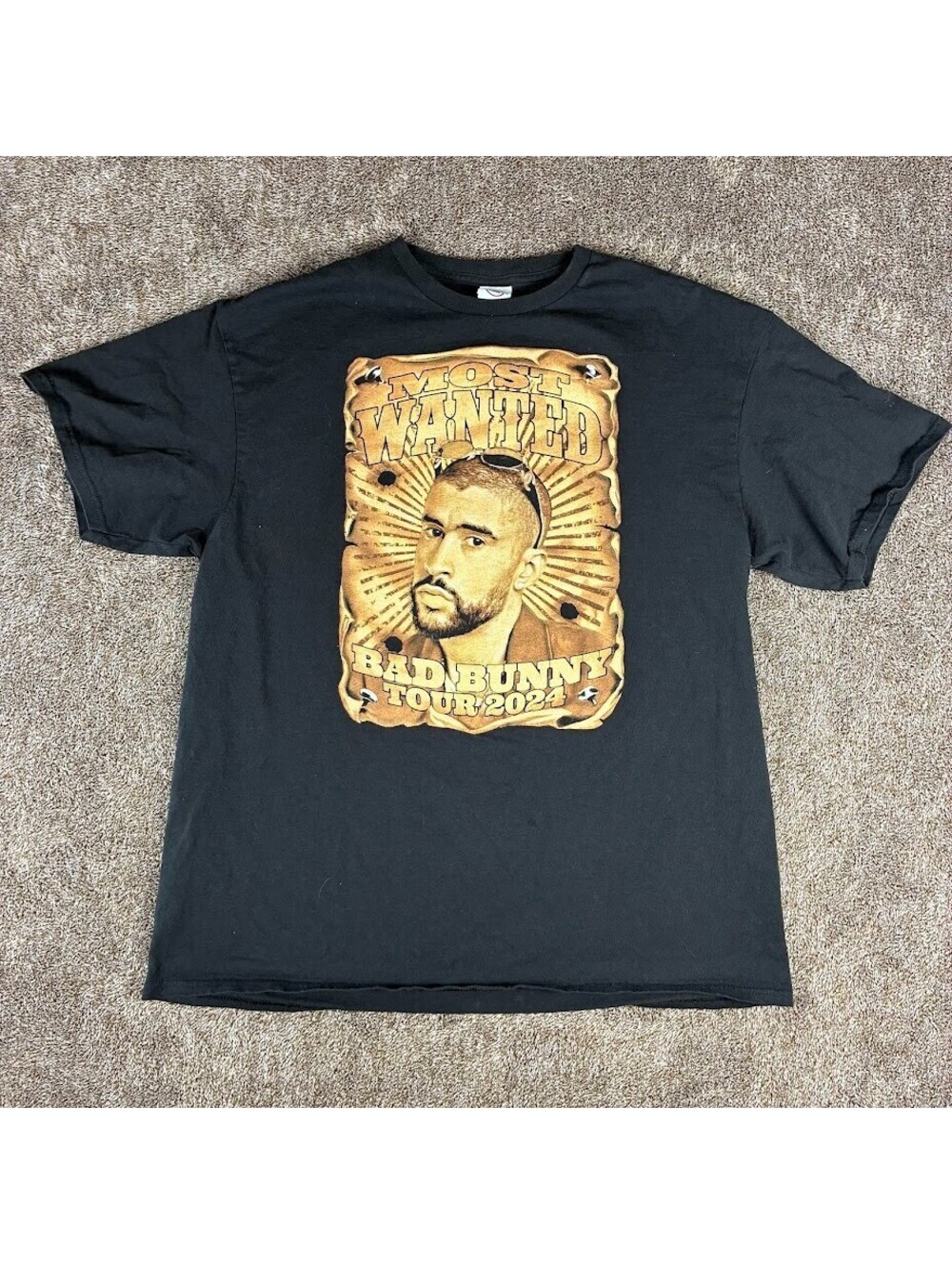 Bad Bunny Mens Tshirt Most Wanted Tour 2024 Size XLarge